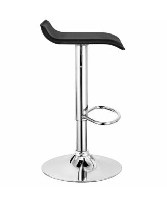 Set of 2 Swivel Bar Stool PU Leather Adjustable Kitchen Counter Bar Chairs Black
