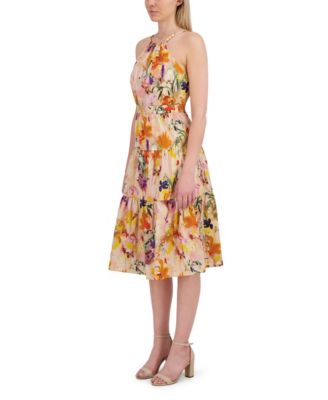 Women's Beaded Halter Midi Dress