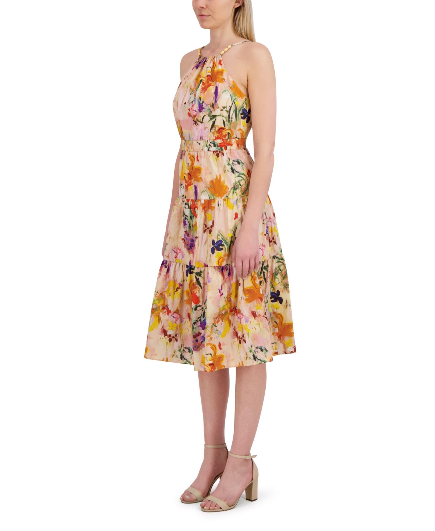 Women's Beaded Halter Midi Dress
