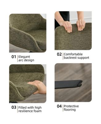 Linen Upholstered Swivel Side Chair, Mid Century Modern Dining Chairs with Metal Frame, Set of 1