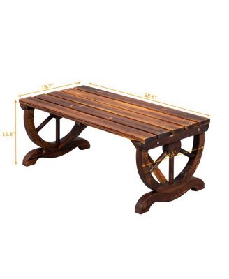 2-Person Garden Bench, Outdoor Wagon Wheel Porch Bench for Backyard Patio Garden