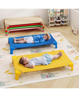6 Pack Stackable Daycare Cots with Easy Lift Corners Heavy-Duty Metal Frame Kids