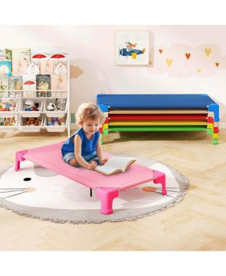 6 Pack Stackable Daycare Cots with Easy Lift Corners Heavy-Duty Metal Frame Kids
