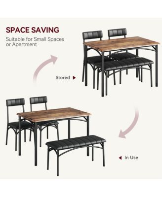 Dining Table Set for 4, Kitchen Table with Upholstered Bench and 2 Chairs, Kitchen Table and Chairs Set, for Small Space, Apartment, Home, Kitchen