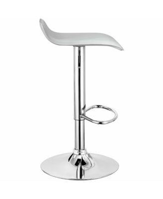 Set of 4 Swivel Bar Stool PU Leather Adjustable Kitchen Counter Bar Chair White