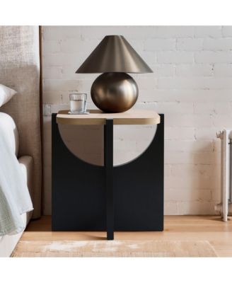 Modern Black and Brown Square Side and End Table