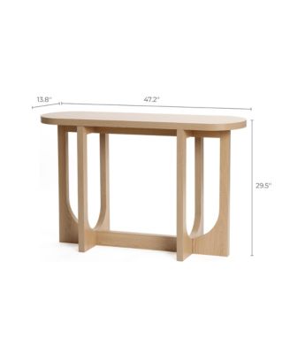 Natural Finish MDF Wood 47-Inch Long Oval Console Table