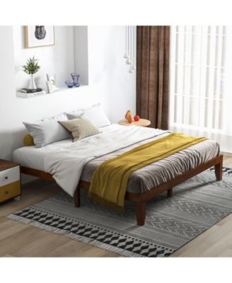 14-Inch King Size Rubber Wood Platform Bed Frame with Wooden Slat Support