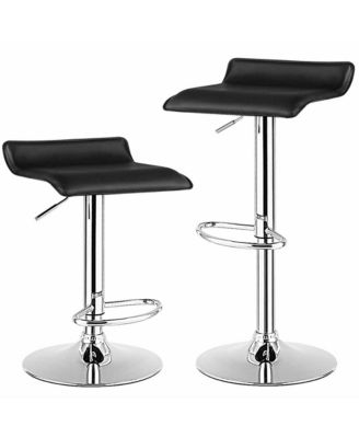 Set of 4 Swivel Bar Stool PU Leather Adjustable Kitchen Counter Bar Chairs Black