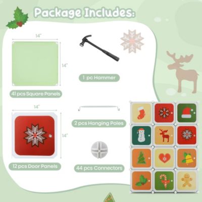 12-Cube Kids Wardrobe Baby Dresser Bedroom Armoire Clothes Hanging Closet with Doors