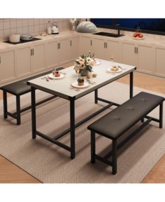 gaomon Dining Table Set for 4, Kitchen Table with 2 Upholstered Benches ...