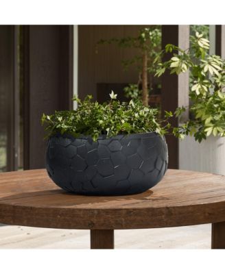 Black Beehive Pattern 17.5-Inch Round Planter