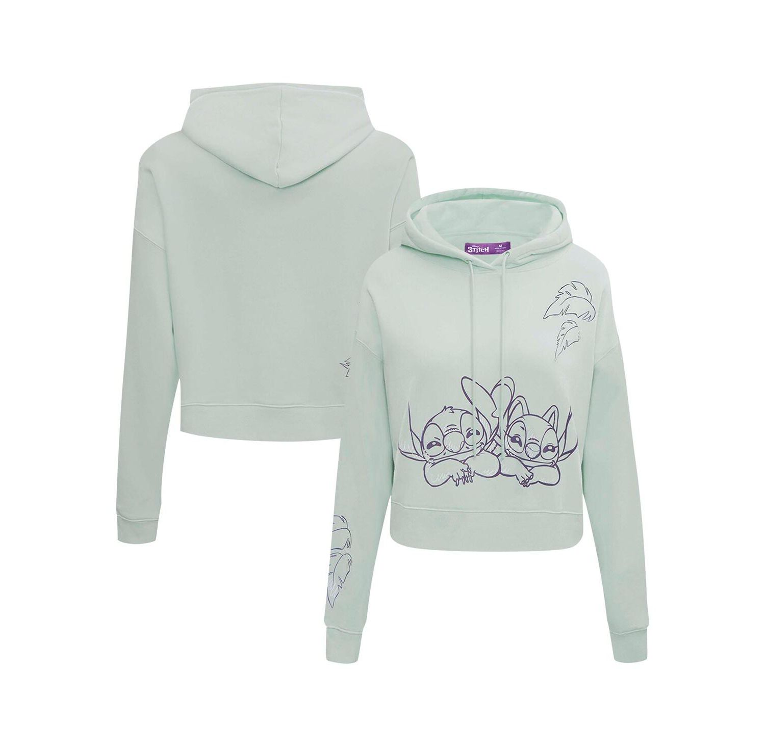 Women's Green Lilo and Stitch Lovers Cropped Pullover Hoodie