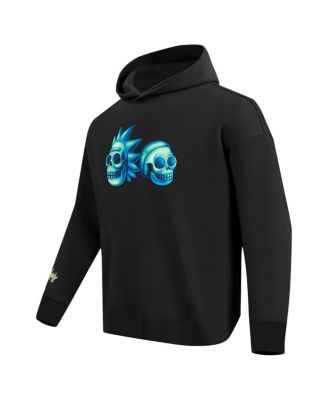 Men's Black Rick And Morty Rockstar Loose Fit Pullover Hoodie