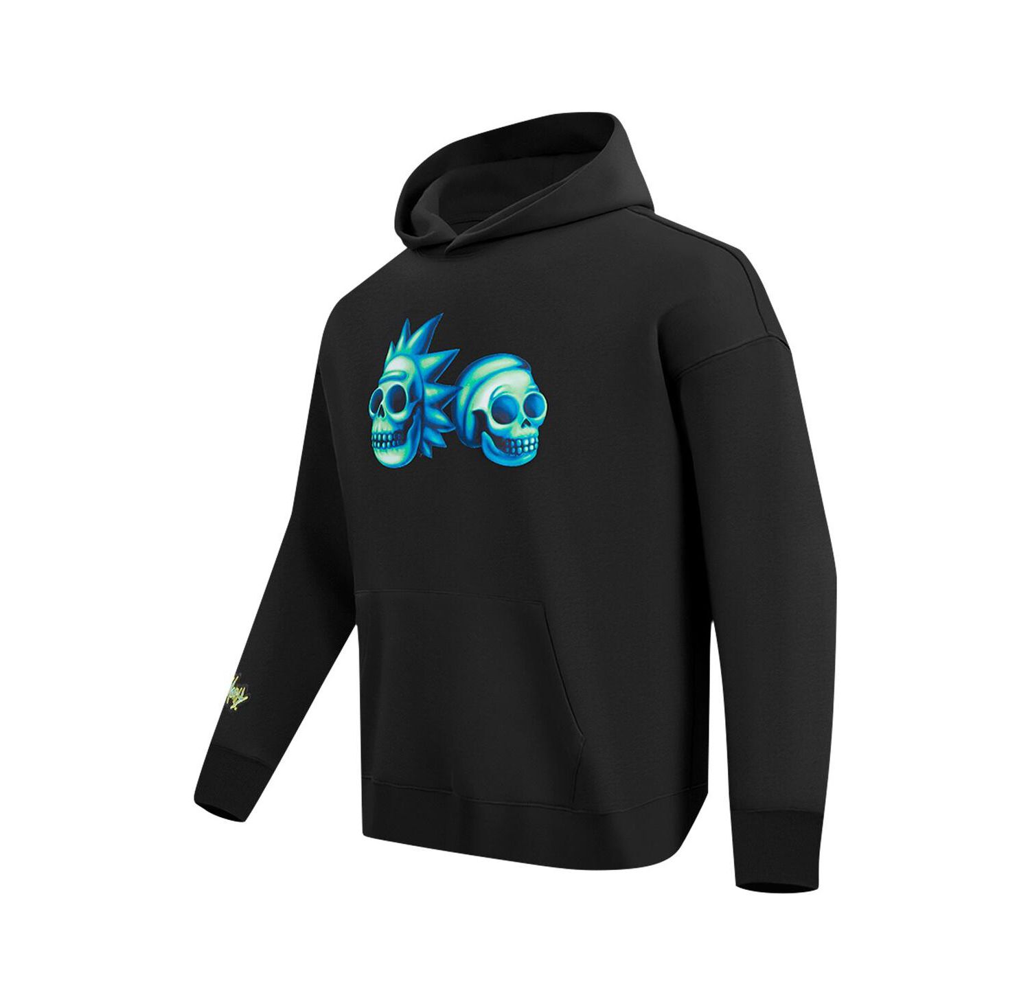Men's Black Rick And Morty Rockstar Loose Fit Pullover Hoodie