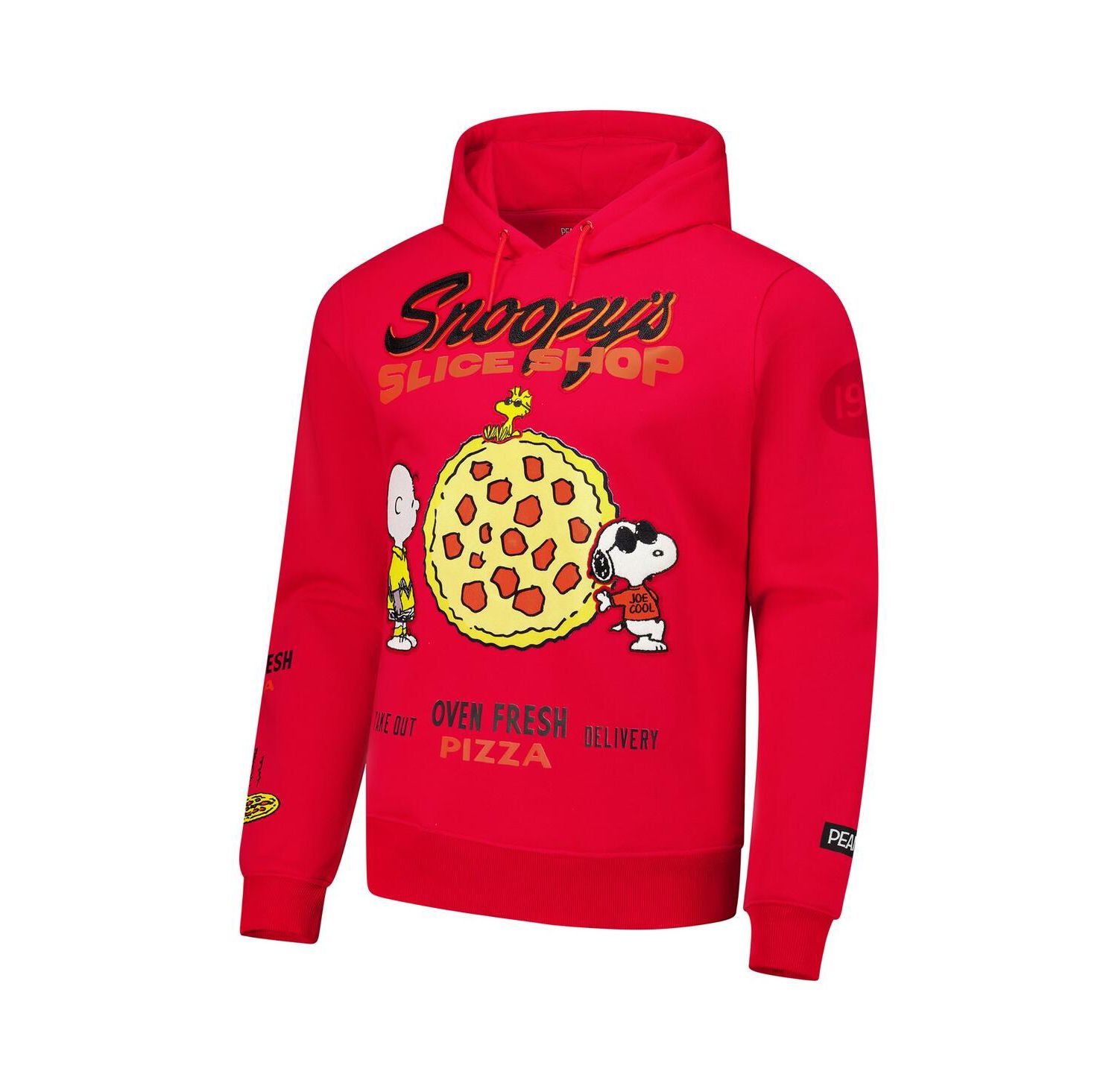 Men's Red Peanuts Woodstock Slice Shop