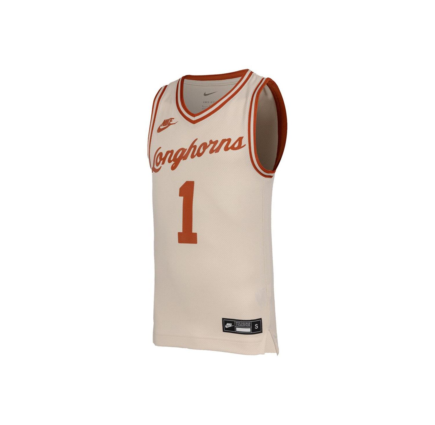 Big Boys and Girls 1 Natural Texas Longhorns Retro Replica Basketball Jersey