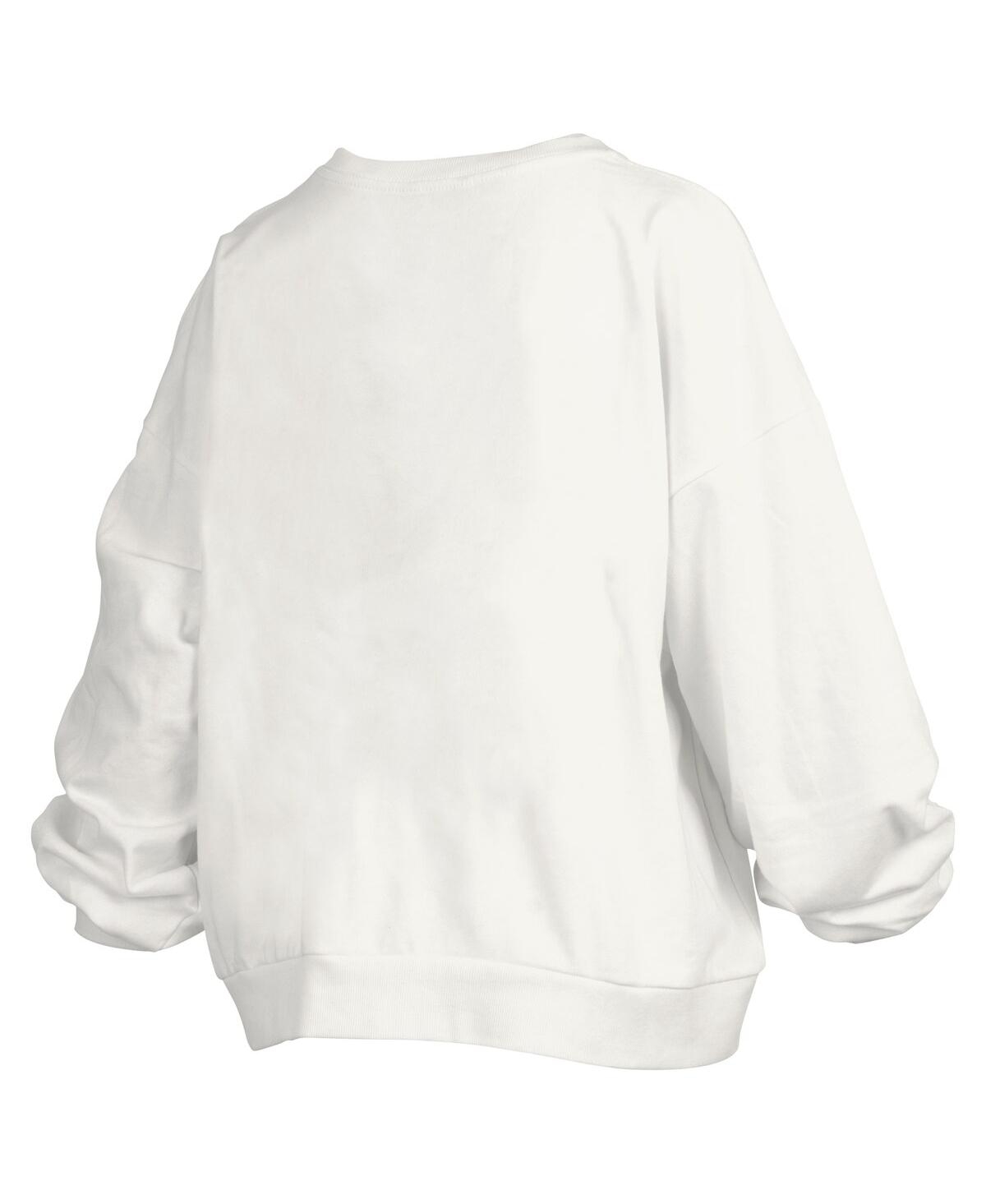 PRESSBOX WOMEN'S WHITE NORTH CAROLINA TAR HEELS JANICE RETRO LOGO OVERSIZED PULLOVER SWEATSHIRT 
