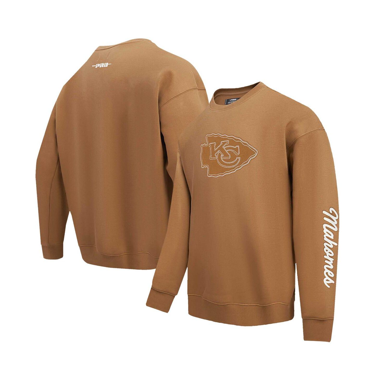 Мужская толстовка Pro Standard Patrick Mahomes Brown Kansas City Chiefs Pullover Crewneck — фото 1