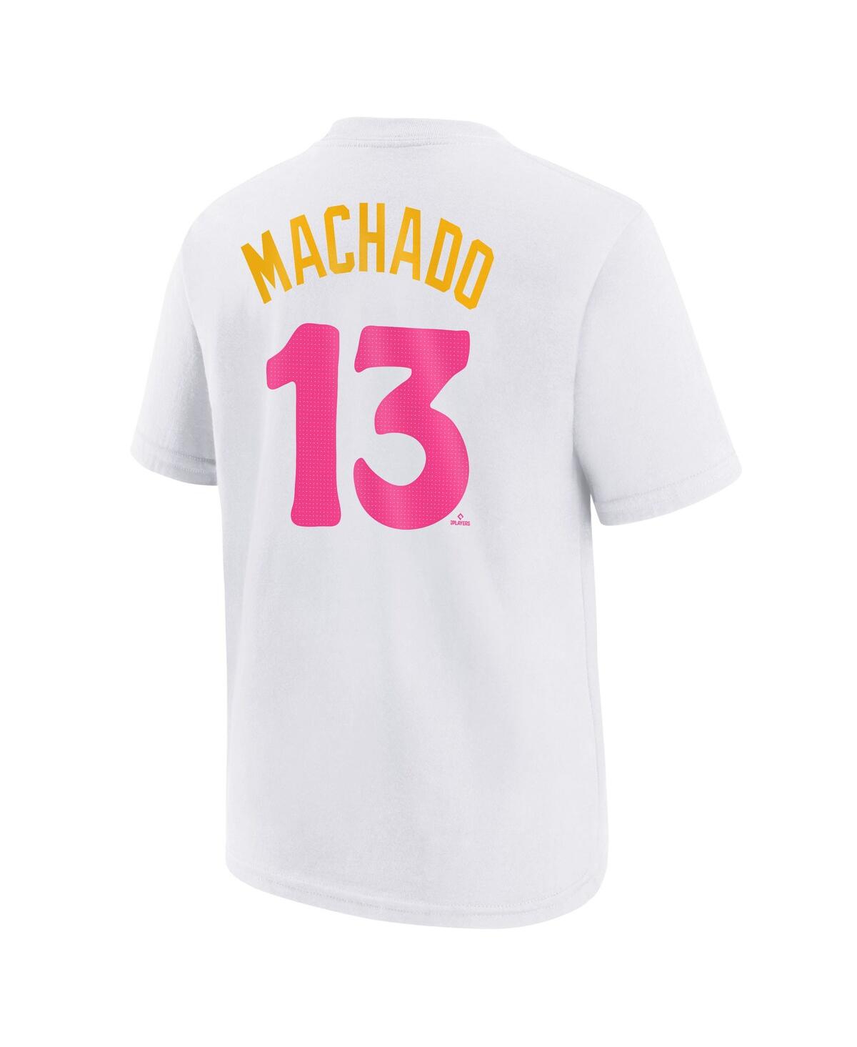 Nike Big Boys And Girls Manny Machado White San Diego Padres Fuse City Connect Name Number T-shirt In White