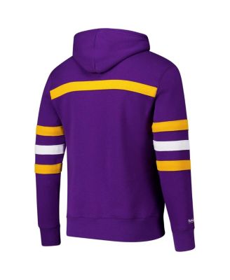 Men's Purple Minnesota Vikings Vintage Logo Head Coach Fleece Pullover Hoodie