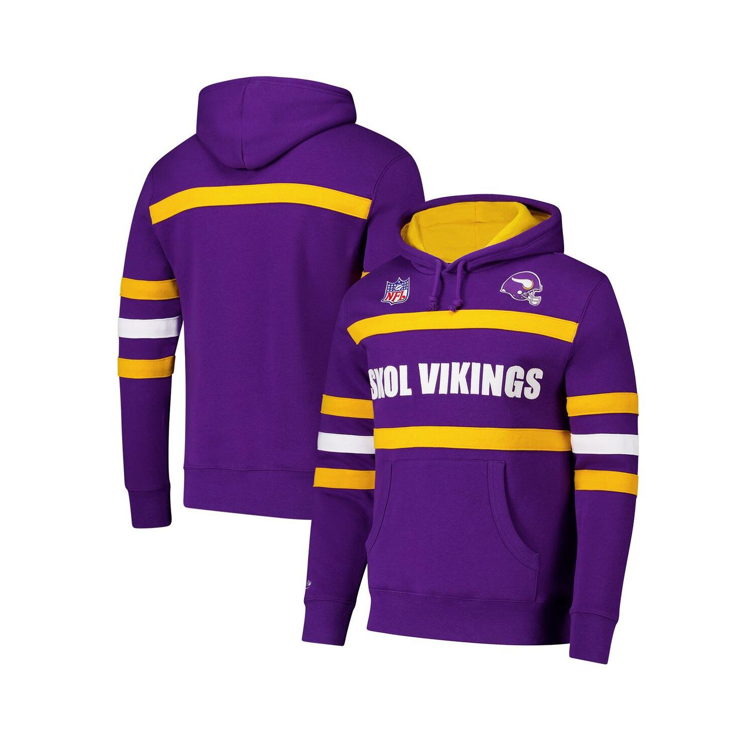 Men's Purple Minnesota Vikings Vintage Logo Head Coach Fleece Pullover Hoodie