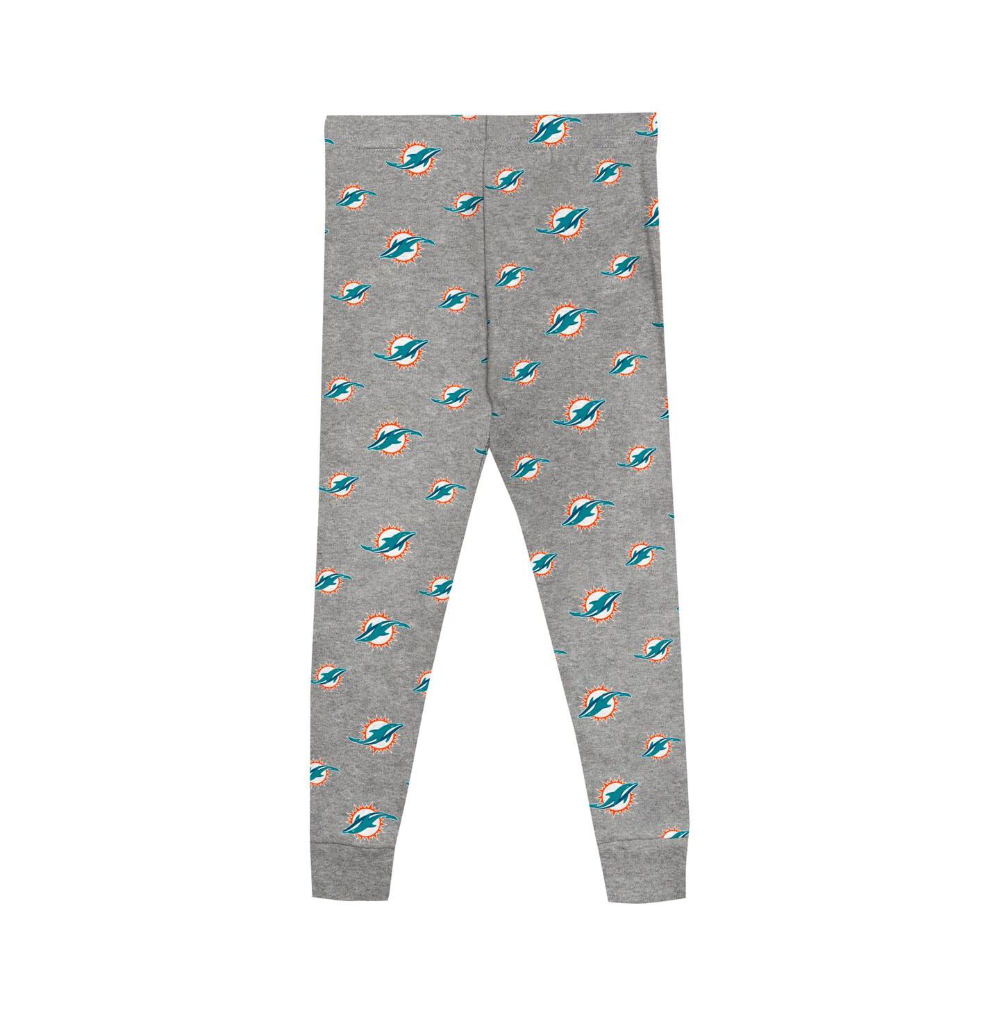 Детские пижамы Outerstuff Preschool Heather Gray Miami Dolphins Long Sleeve T-Shirt and Pants Sleep Set — фото 2