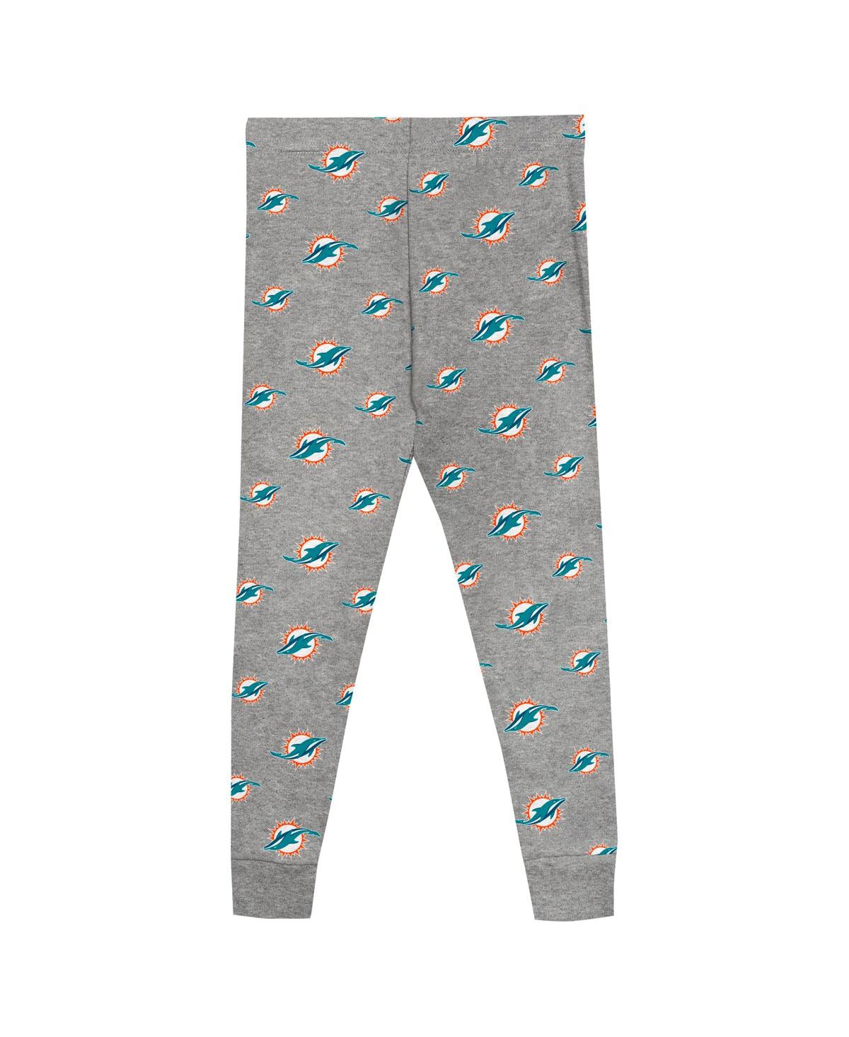 Outerstuff Preschool Heather Gray Miami Dolphins Long Sleeve T-shirt And Pants Sleep Set In Heather Gray