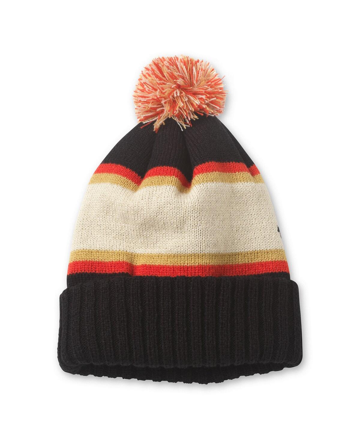 AMERICAN NEEDLE MEN'S BLACK ROLLING STONES PILLOW LINE CUFFED KNIT HAT WITH POM 