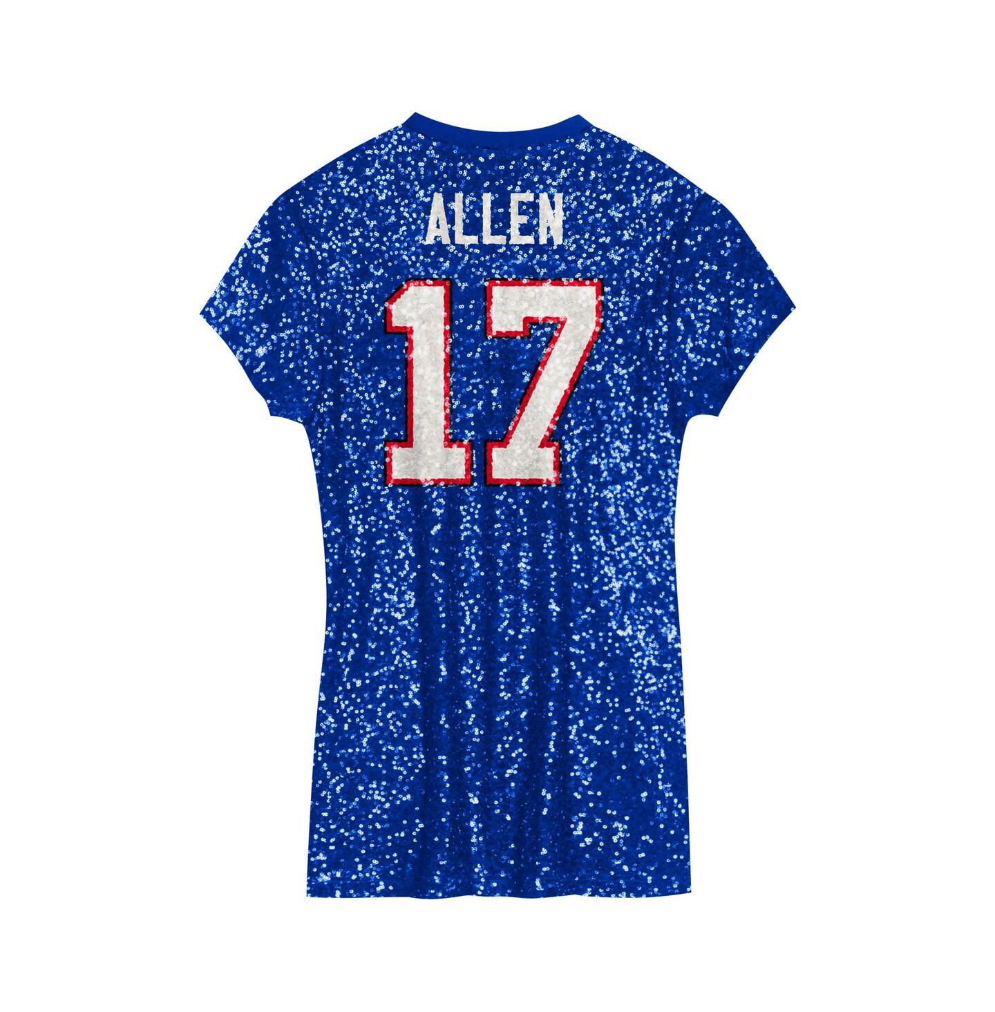 Платье Outerstuff Josh Allen Royal Buffalo Bills Sequin Player Name & Number V-Neck Dress для девочек — фото 2