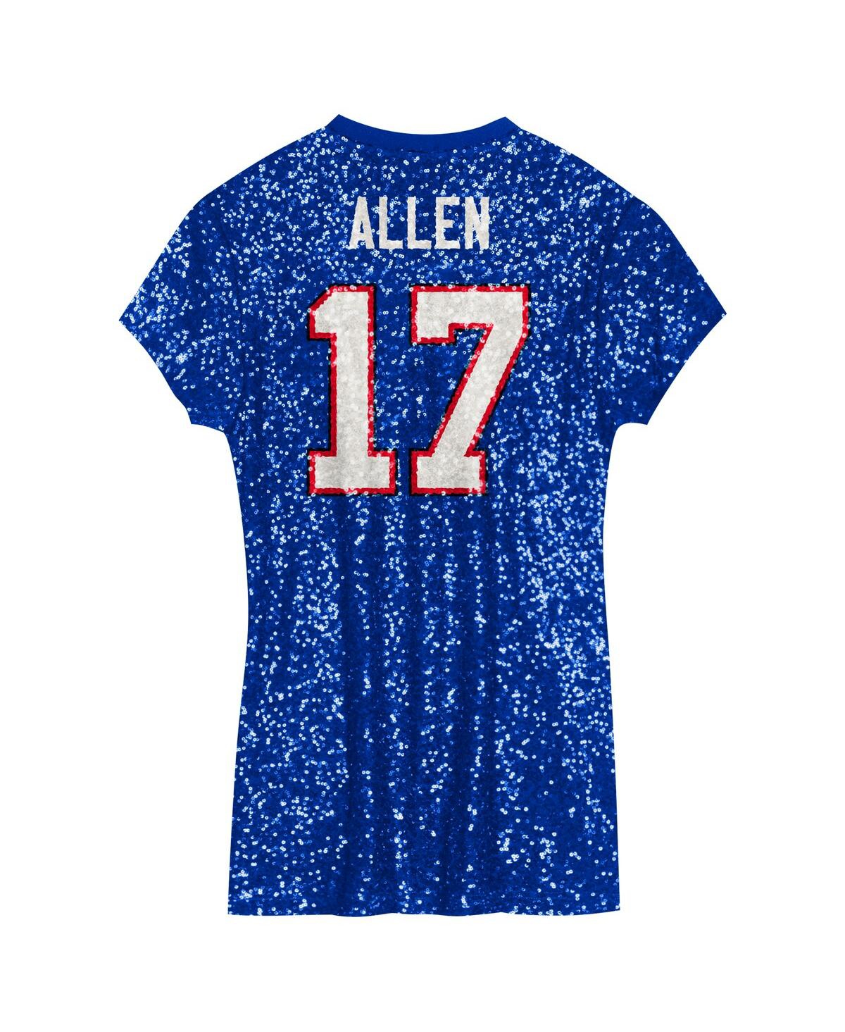 Outerstuff Big Girls Josh Allen Royal Buffalo Bills Sequin Player Name Number V-neck Dress In Royal