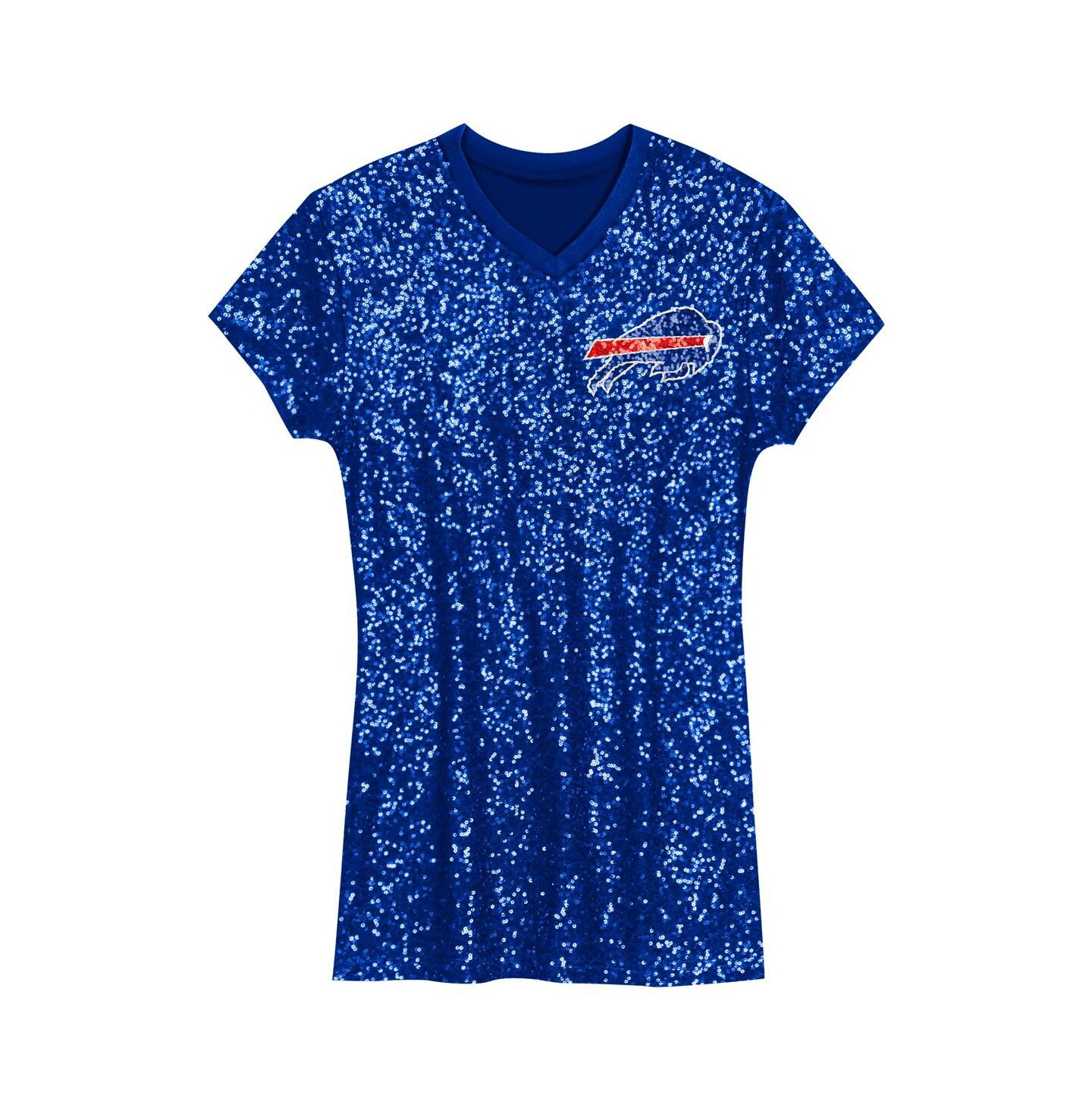 Платье Outerstuff Josh Allen Royal Buffalo Bills Sequin Player Name & Number V-Neck Dress для девочек — фото 3