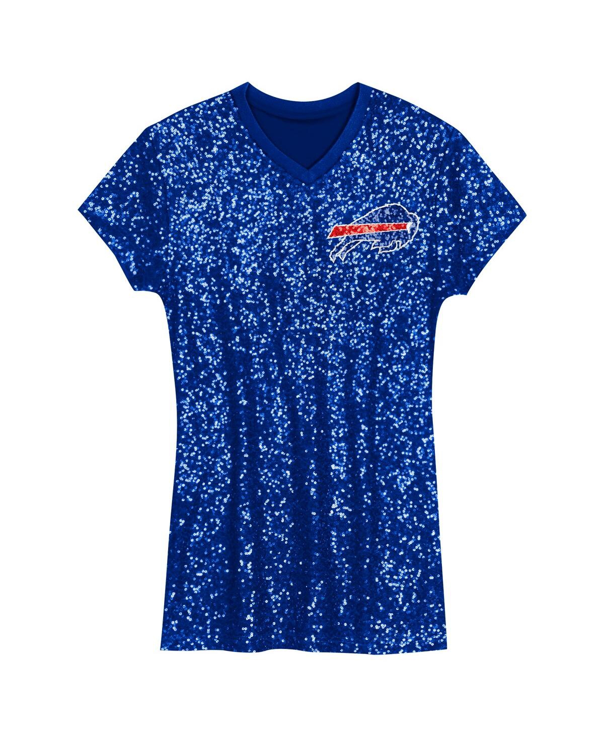 Outerstuff Big Girls Josh Allen Royal Buffalo Bills Sequin Player Name Number V-neck Dress In Royal