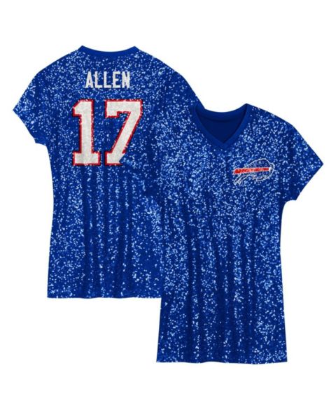 Платье Outerstuff Josh Allen Royal Buffalo Bills Sequin Player Name & Number V-Neck Dress для девочек