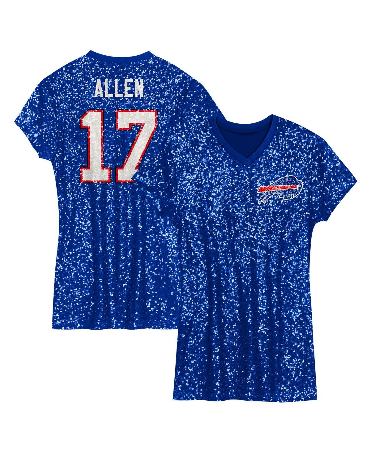 Outerstuff Big Girls Josh Allen Royal Buffalo Bills Sequin Player Name Number V-neck Dress In Royal