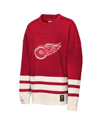 Big Boys and Girls Red Detroit Red Wings Chainstitch Heavyweight Long Sleeve Top