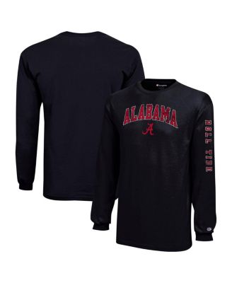 Champion - Big Boys and Girls Black Alabama Crimson Tide Distressed Arch Over Logo Long Sleeve T-Shirt