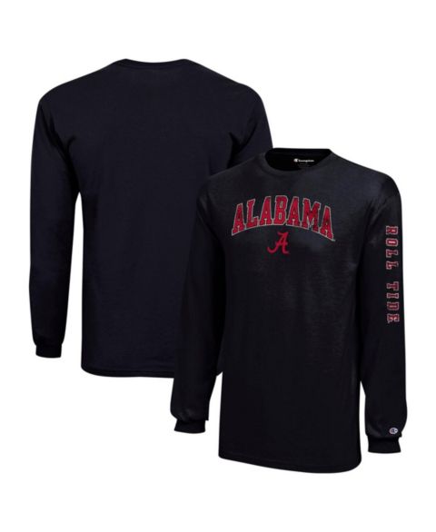 Детская футболка Champion Black Alabama Crimson Tide Distressed Arch Over Logo Long Sleeve