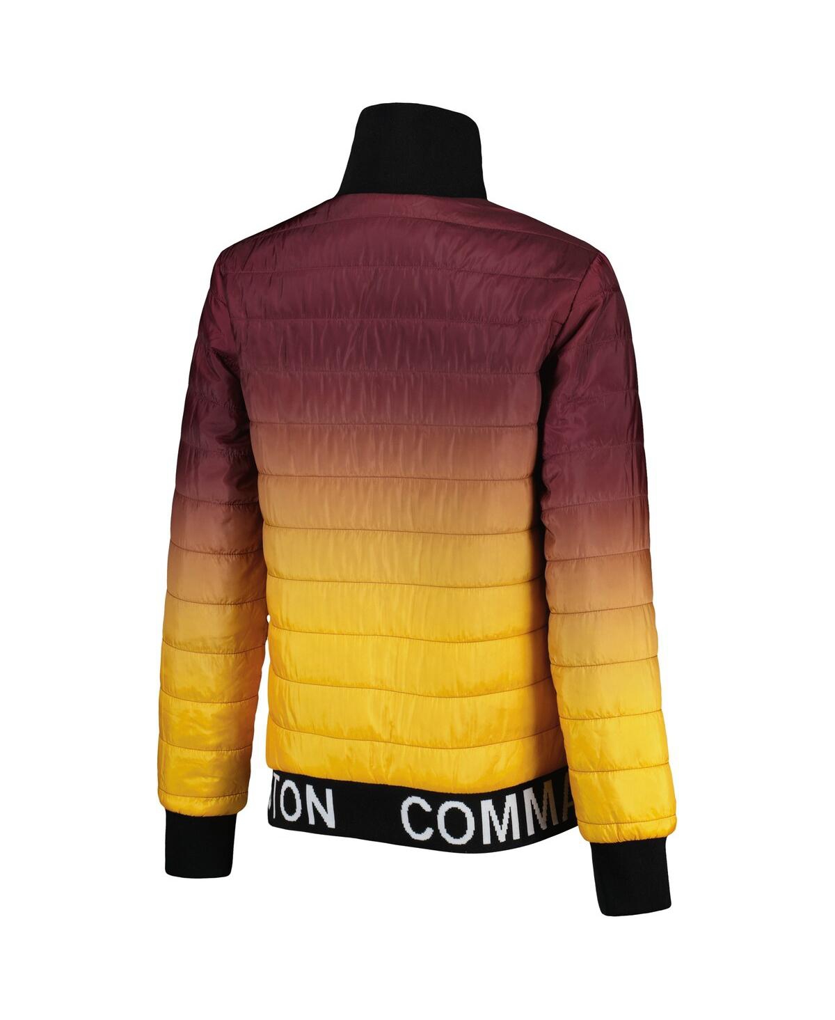 The Wild Collective Women's Burgundy/gold Washington Commanders Color Block Full-zip Puffer Jacket In Burgundy,gold