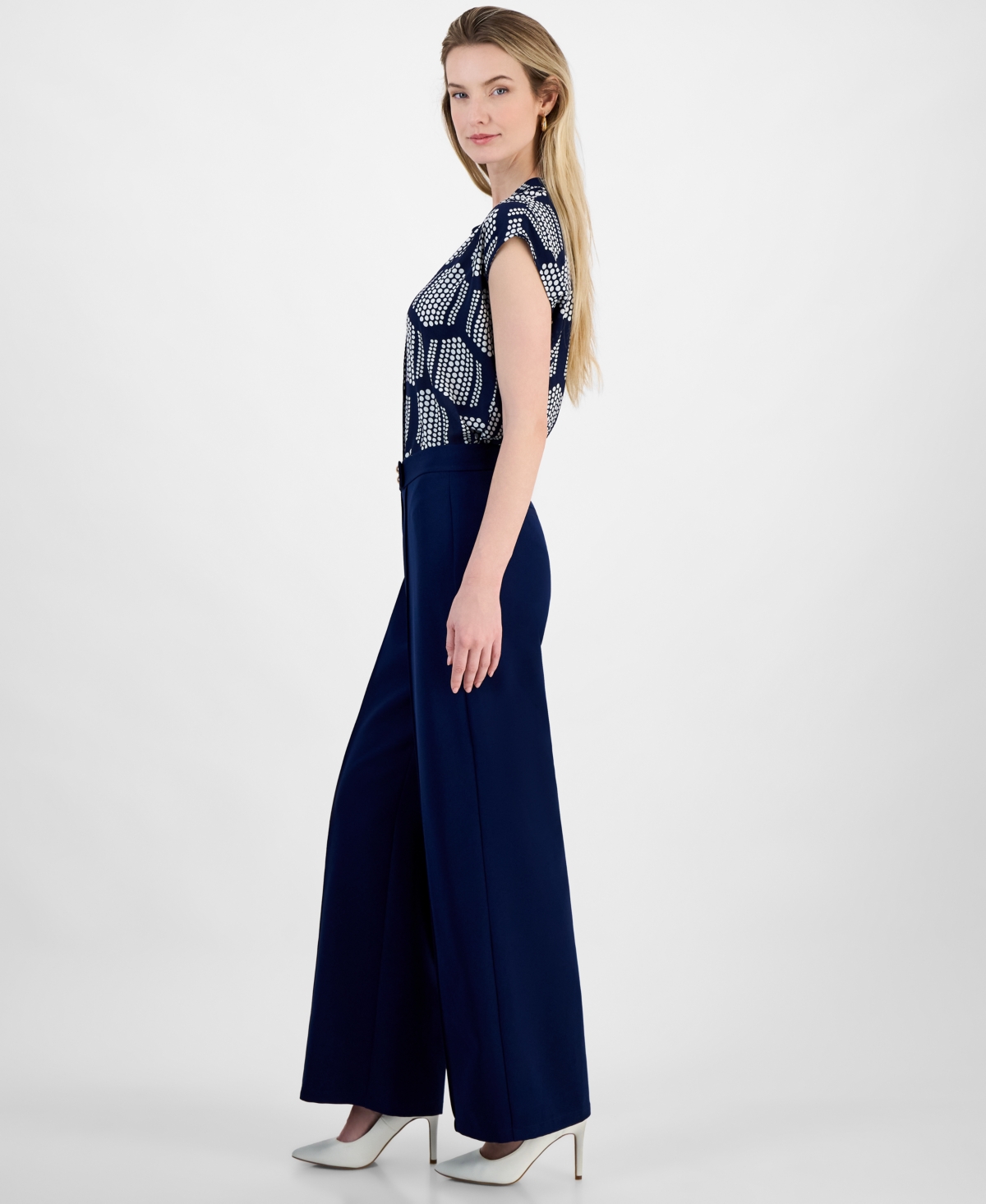 T Tahari Women's High-rise Wide-leg Pants In Evening Navy