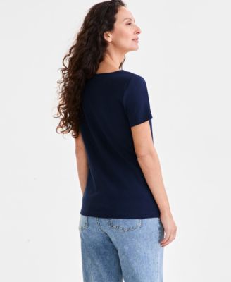 Women's Cotton Square-Neck Short-Sleeve T-Shirt