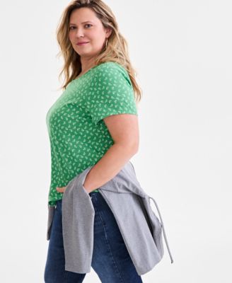 Style & Co - Plus Size Perfect Printed Crewneck Tee