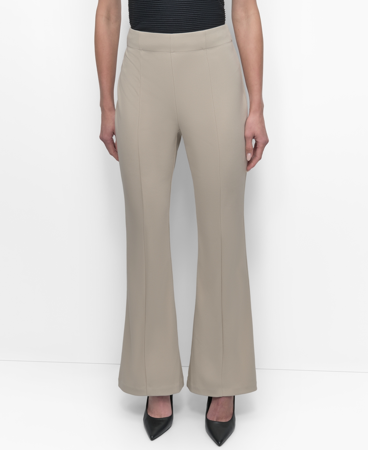 Dkny Women's Front-seam Pull-on Trousers In Pebble