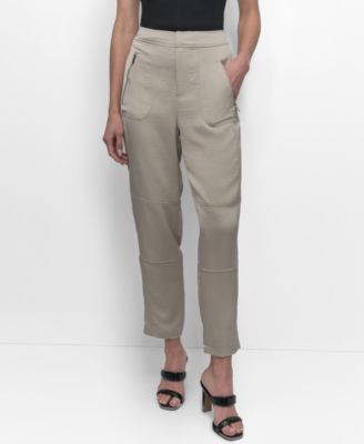 Women's Elastic Waist-Back Zipper Trousers