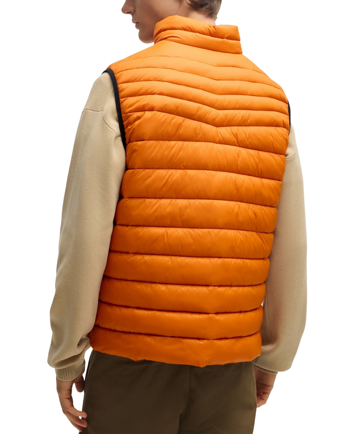 Hugo Boss Packable Slim-fit Gilet In Water-repellent Fabric In Orange