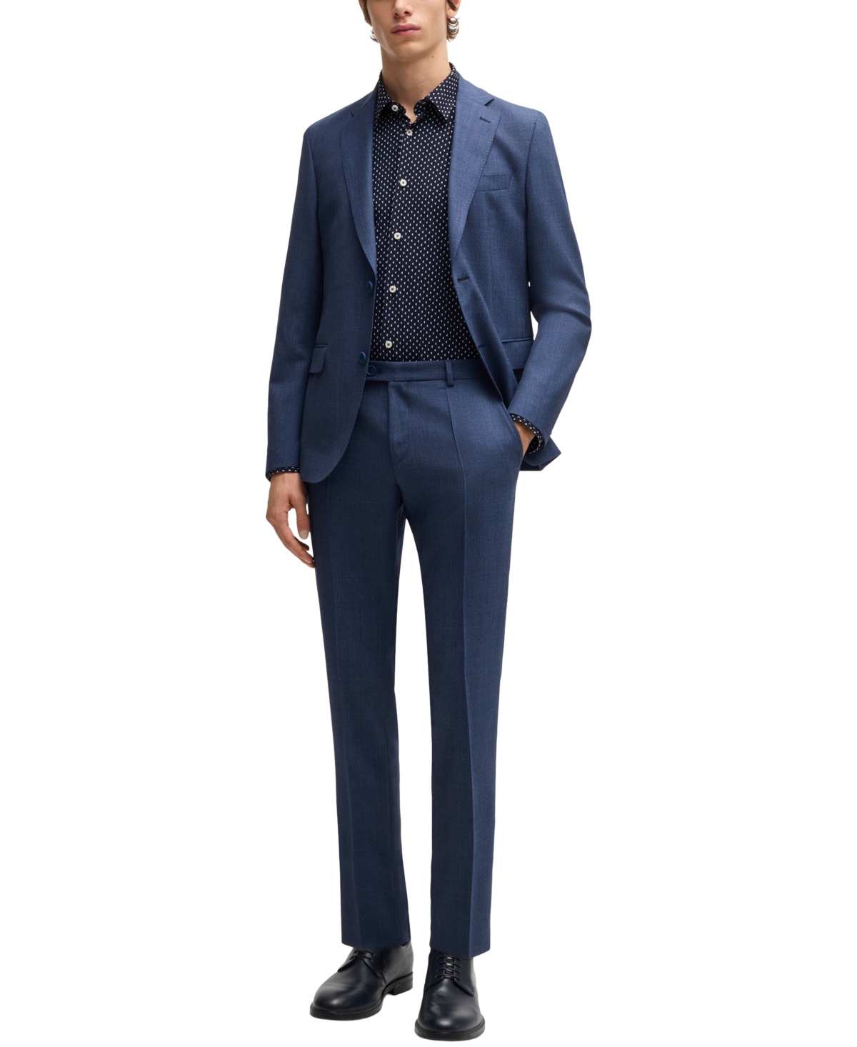 Hugo Boss Boss By  Men's Slim-fit Geometric Print Shirt In Navy