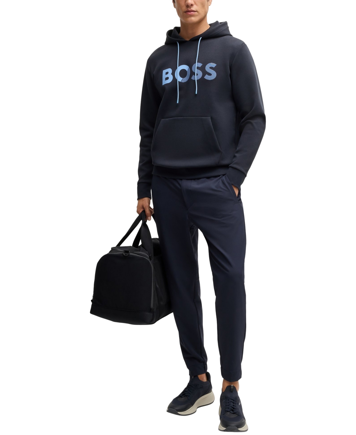 Hugo Boss Boss By  Men's Regular-fit Logo Print Hoodie In Dark Blue