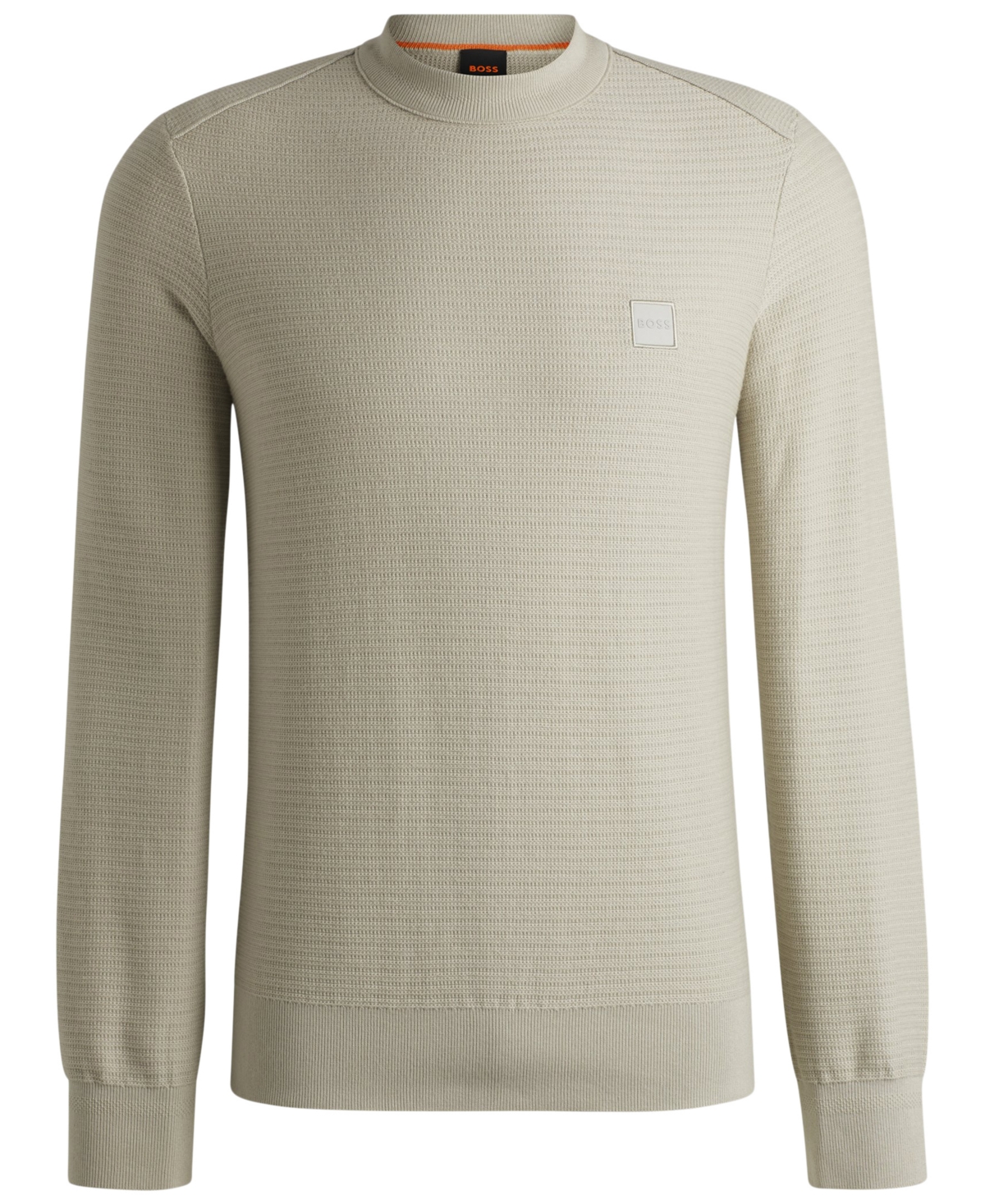 Shop Hugo Boss Boss By  Men's Logo Patch Regular-fit Sweater In Open Beige