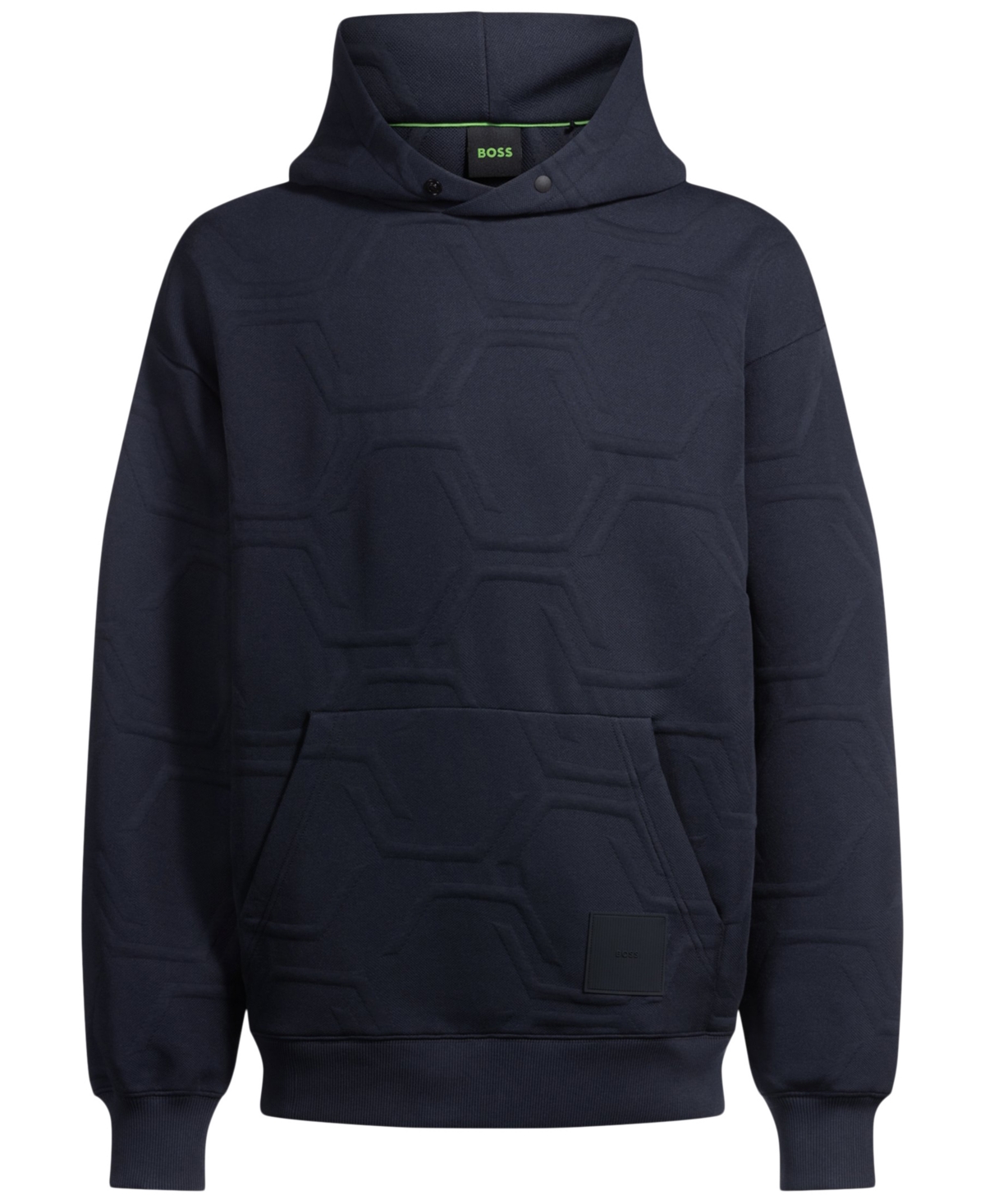 Hugo Boss Boss By  Men's Hexagonal Quilting Relaxed-fit Hoodie In Dark Blue