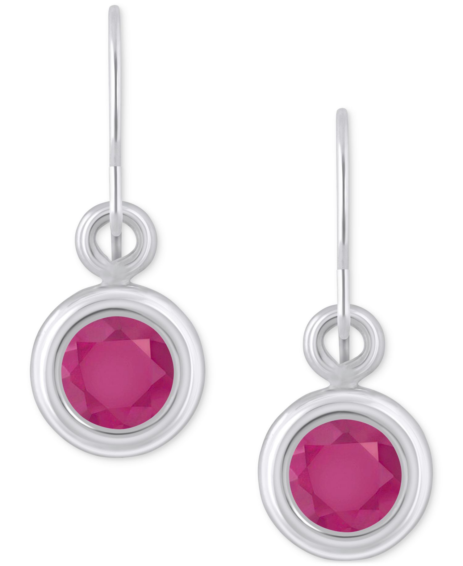 Sapphire Bezel Fish Hook Drop Earrings (3/4 ct. t.w.) in 10k Gold (Also Available in Ruby & Emerald)